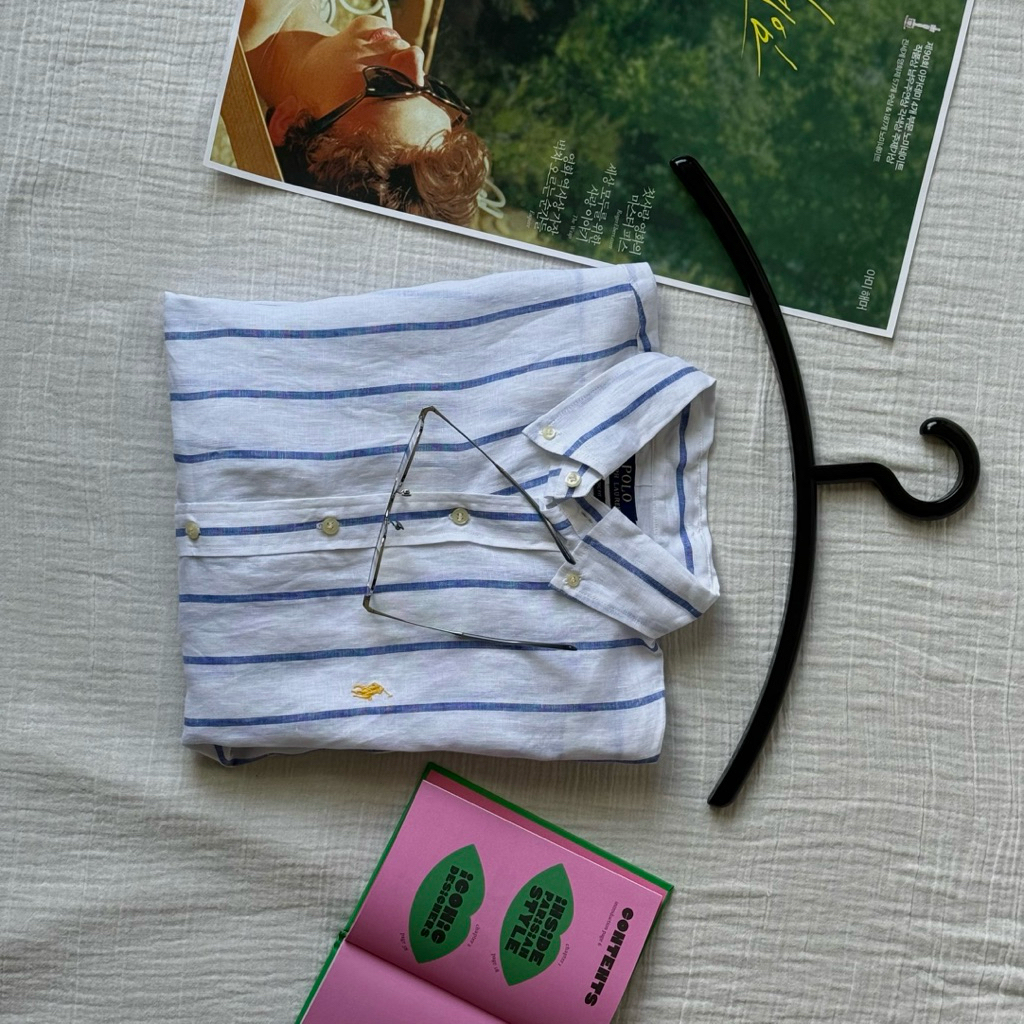 📟 RL CLASSIC FIT LINEN STRIPED SHIRT 👔 - รูปที่ 6