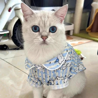 เสื้อแมวน่ารัก เสื้อสัตว์เลี้ยง ชุดนอนสุนัขแมว น้ำหนักเบาและระบายอากาศ นุ่มสบาย เรียบง่ายและใจกว้าง