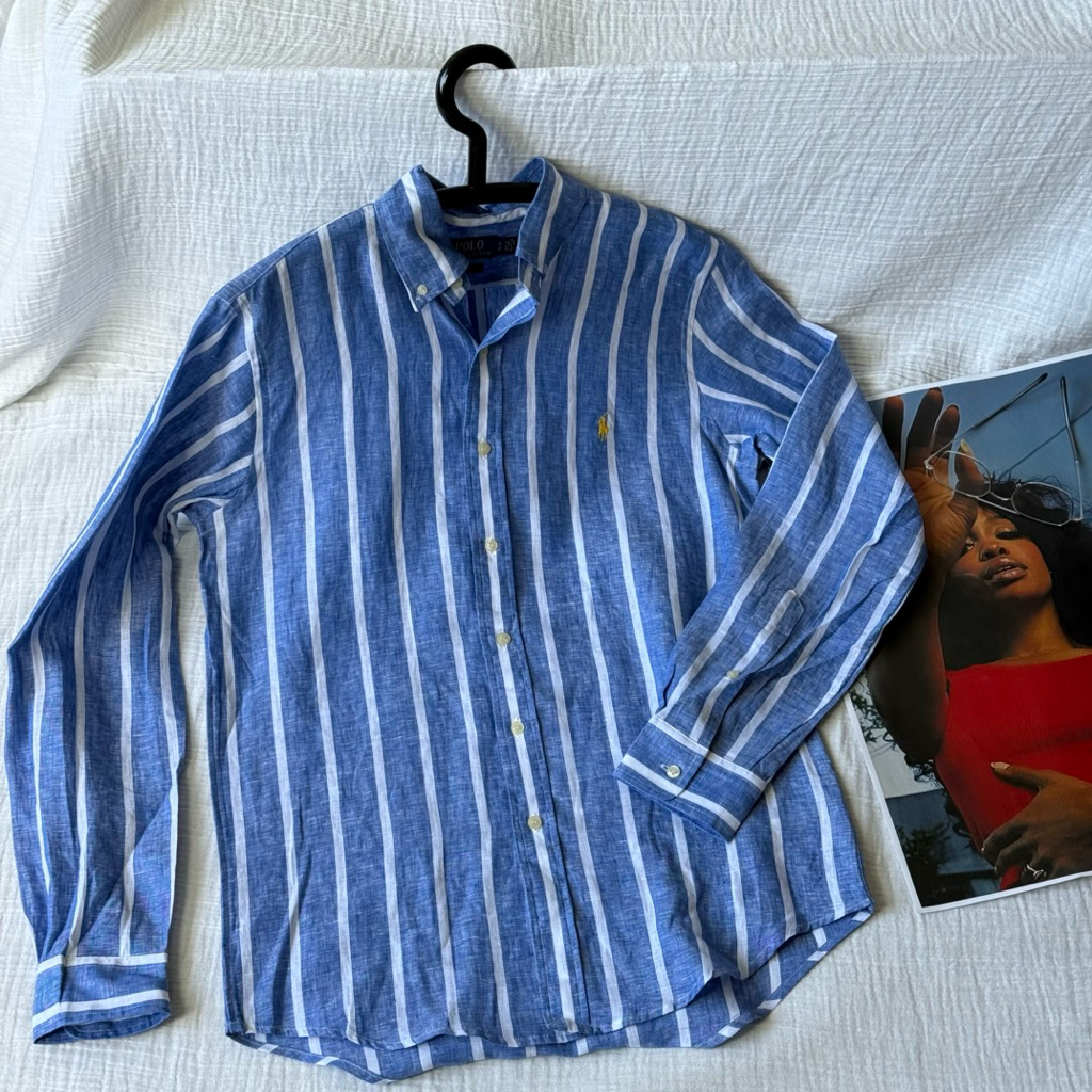📟 RL CLASSIC FIT LINEN STRIPED SHIRT 👔