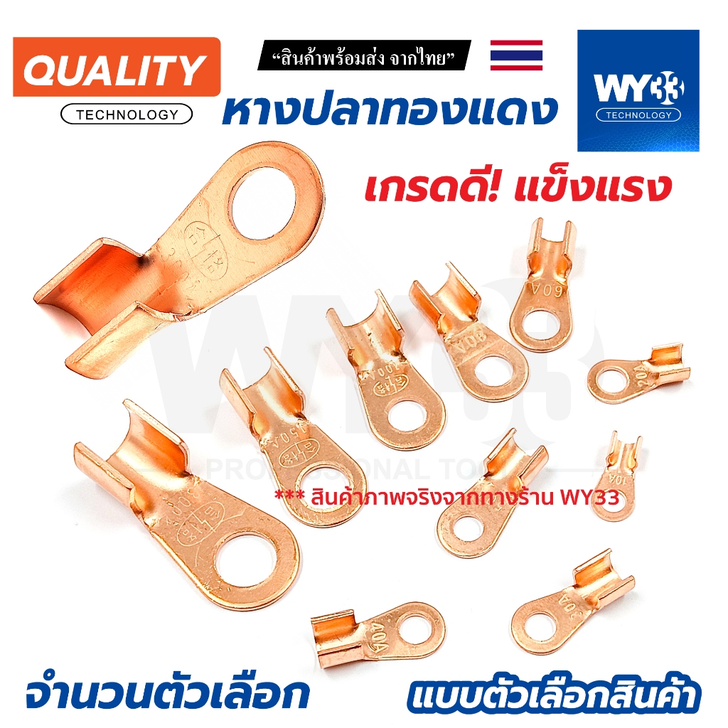 หางปลา ทองแดง เกรดดี! แข็งแรง หนา มาตรฐาน ขั้วต่อสาย อุปกรณ์ 10a – 300a ตัวเลือกจำนวน