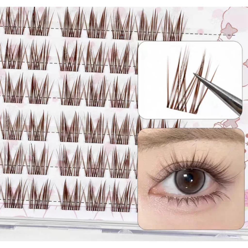 [พร้อมส่ง] ขนตาปลอมแบบกาวในตัว สีน้ำตาล ดูเป็นธรรมชาติ ยาว10-12mm.