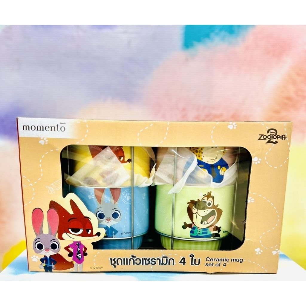 🦫ซูโทเปีย 🐵เซตแก้วเซรามิค 4 ชิ้น momento