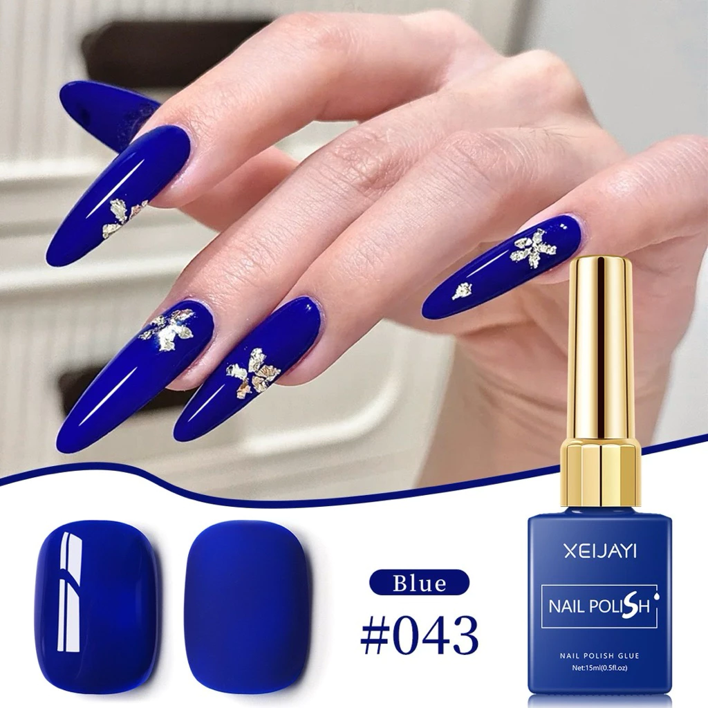 สีทาเล็บเจล XEIJAYI สีน้ำเงิน รหัส43 สีน้ำเงินที่จริงใจ ขวดสวย ขนาด 15ml สินค้าพร้อมส่ง