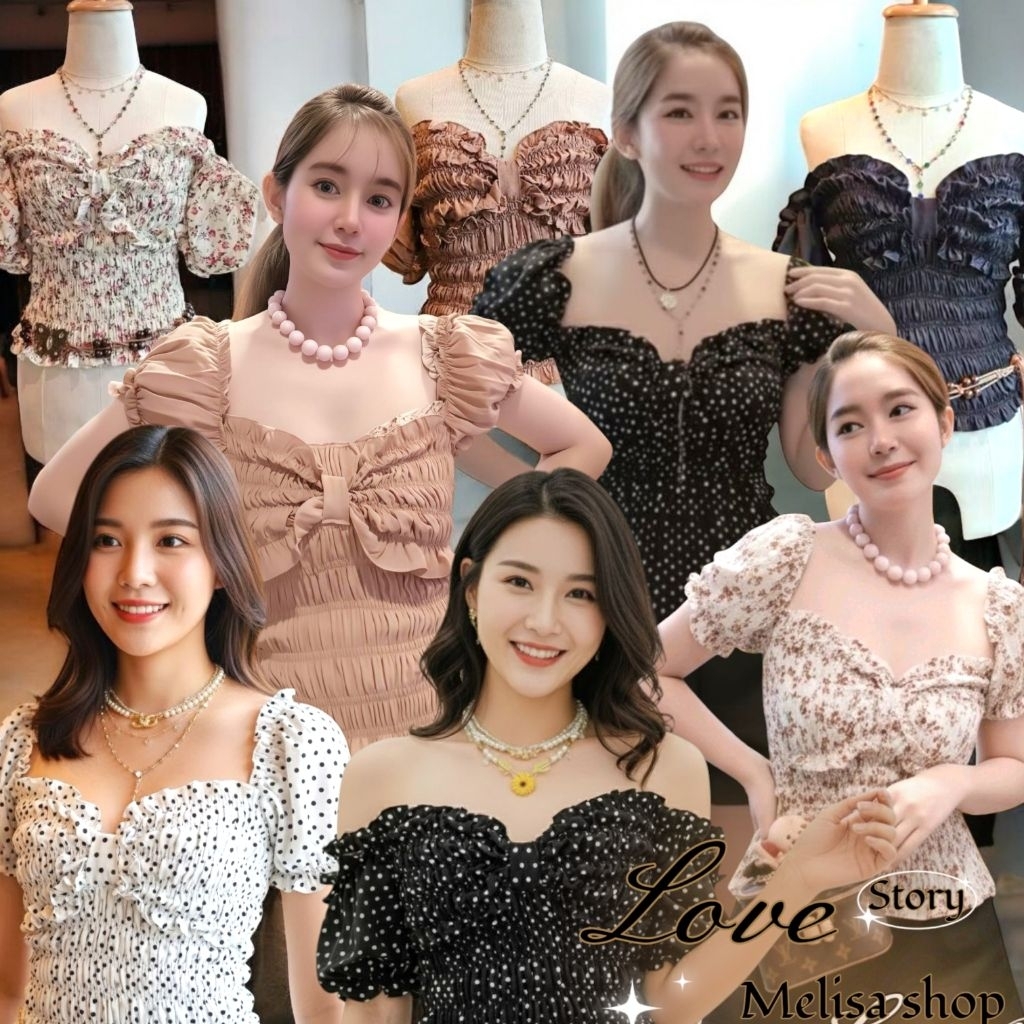 งานป้ายบน love story เสื้อสม็อกอกแต่งโบว์​ แขนตุ๊กตา