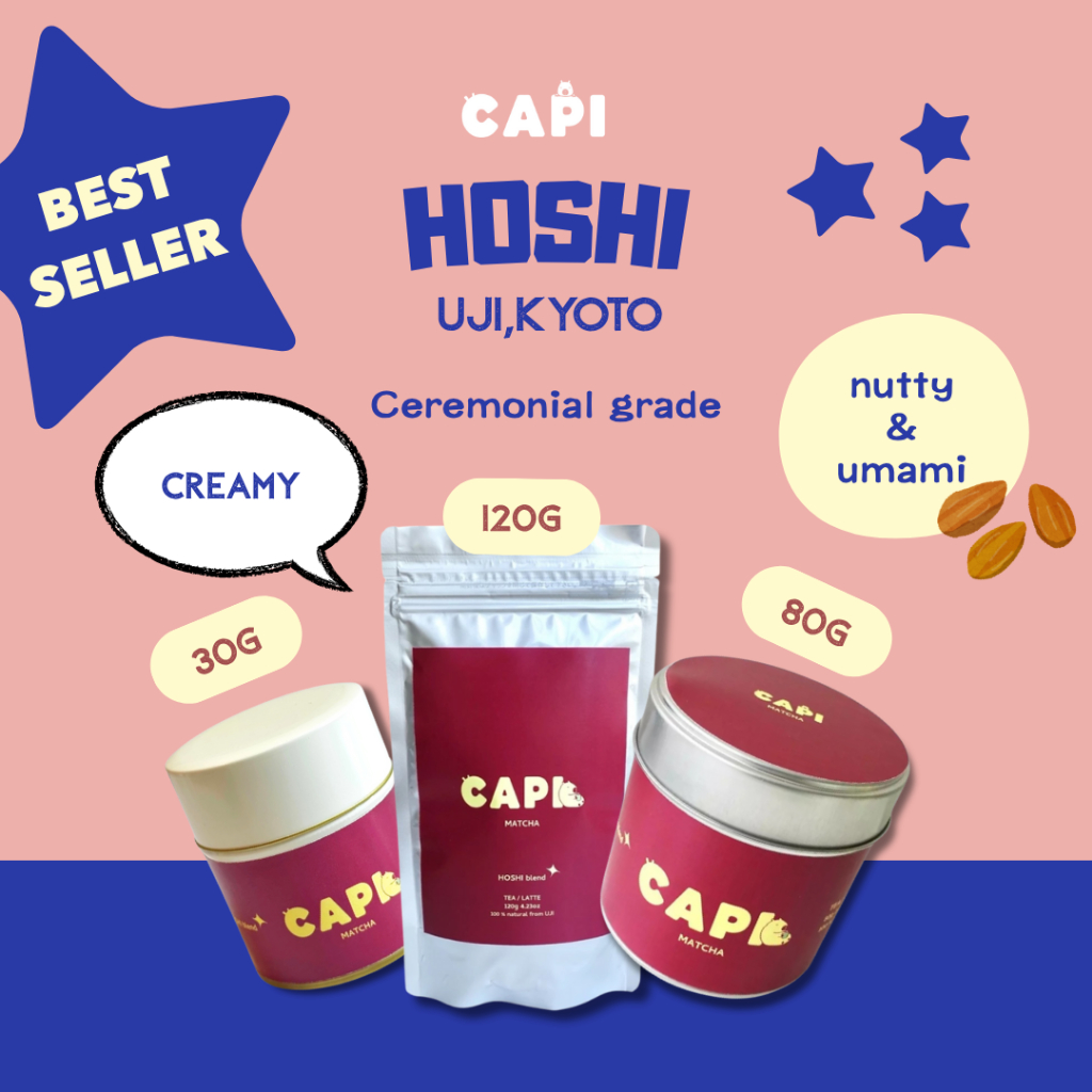 Capi Hoshi Blend Japanese Ceremonial Grade Matcha Rich Umami Vibrant Green from Uji 80g
