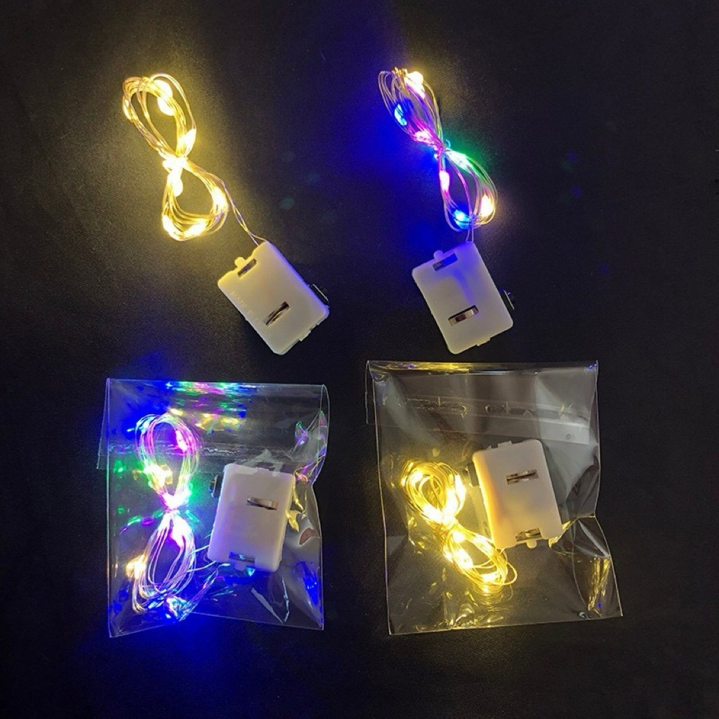 ไฟลวด LED ไฟตกแต่ง แถมถ่านกระดุม ไฟกระพริบ ไฟหิ่งห้อย ไฟประดับ  สีเหลือง สีรุ้ง หลากสี งานปาร์ตี้ วันเกิด