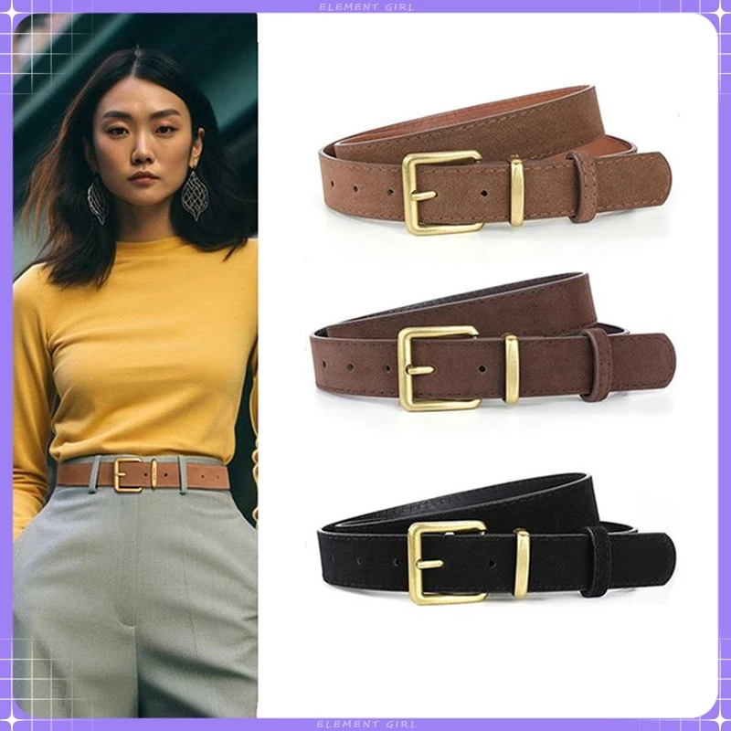 【จัดส่งจากกรุงเทพฯ】เข็มขัดหนังสักหลาดสไตล์วินเทจอเมริกัน ทรงกว้าง สำหรับกางเกงยีนส์สไตล์แคชชวล ใส่ได้กับทุกสไตล์