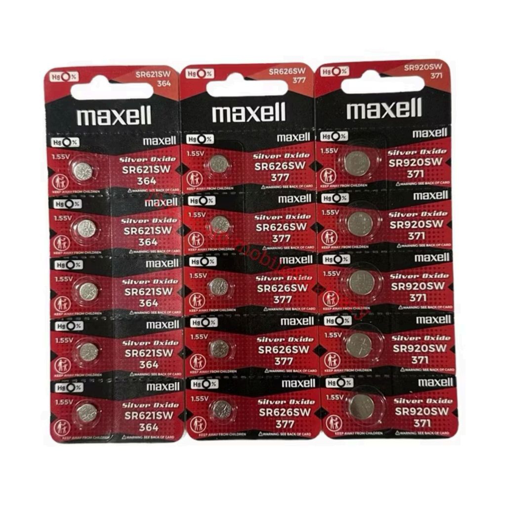 Maxell ถ่านนาฬิกาSR621SW/SR626SW/SR920SW made in  Japan แผง5ก้อน ของแท้(แพคแดง)