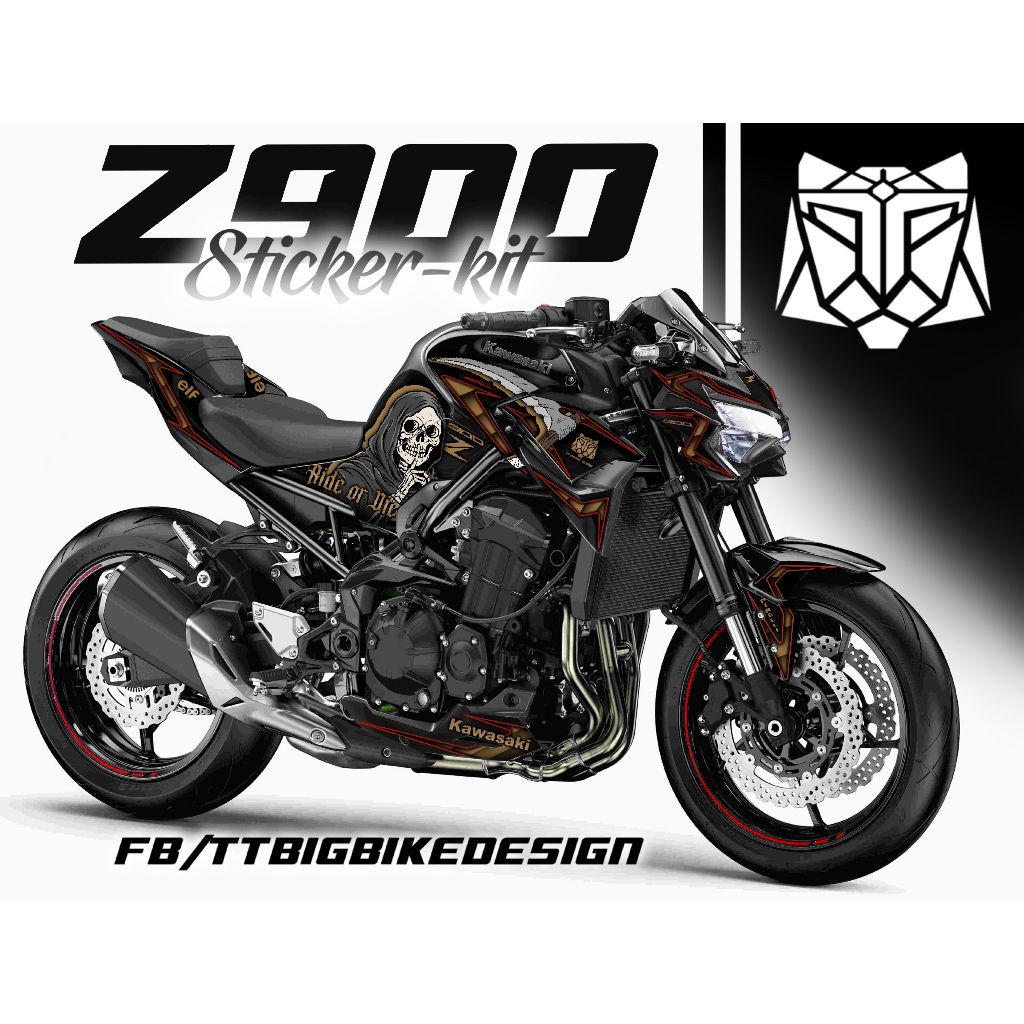 TT BIGBIKE DESIGN ชุดสติ๊กเกอร์แต่งลายรถ สำหรับ Z900 (2020-2024) ลาย TT RIDE OR DIE