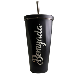 [เลเซอร์1ด้านเฉพาะชื่อ/ข้อความ] แก้วเก็บอุณหภูมิ ทรงโคนเหลี่…