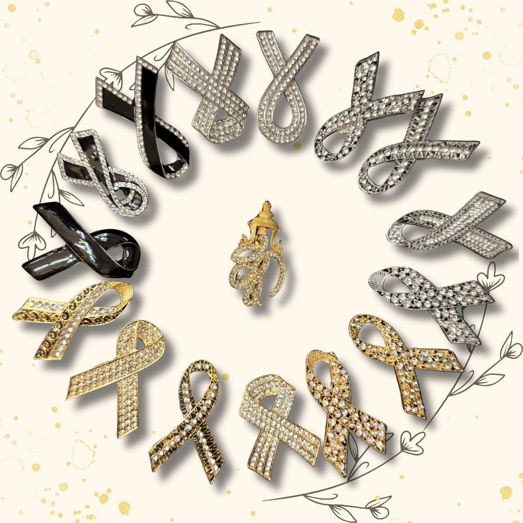 【พร้อมส่งในไทย】 เข็มกลัดริบบิ้นไว้อาลัย เข็มกลัดสีดำติดเสื้อ เข็มกลัดโลหะผสมสีดำ