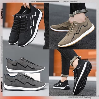 Kicks รองเท้าวิ่งผู้ชายหน้าตาข่ายระบายอากาศดี พื้นนุ่มเด้งเท้า แบบสวมสะดวก กันลื่น รองเท้าแฟชั่นน้ำหนักเบาทรงโลว์
