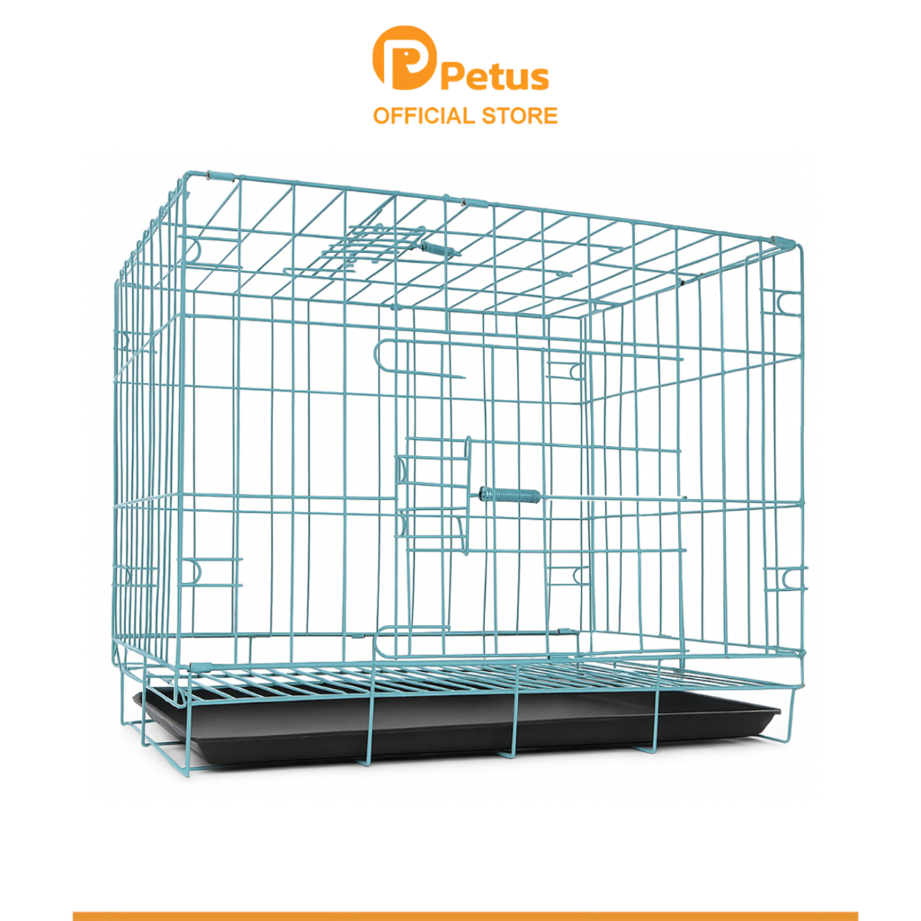 Petus กรงสัตว์พับได้ กรงแมว petus Pet cage กรงสำหรับ สุนัข แมว หรือกระต่าย ซี่กรงกว้าง 4ซม. ขนาด 50cm.