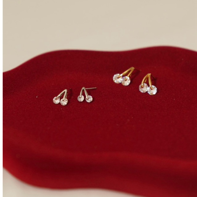 Club 9am - Cherry Garden earrings (silver/gold) ต่างหู ต่างหูเชอรี่