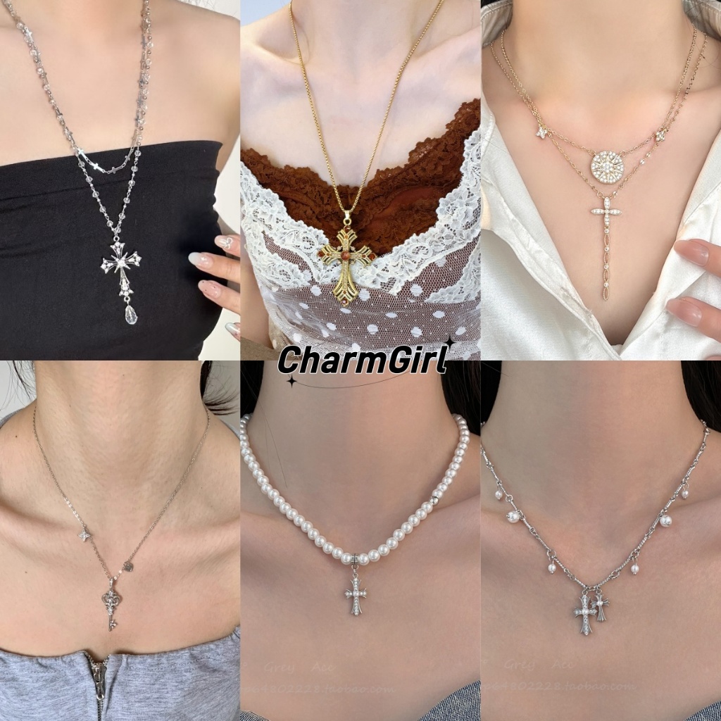 สร้อยคอ ไม้กางเขน วินเทจ สไตล์โกธิค สร้อยคอจี้ ประดับเพชร ทันสมัย มีหลายสไตล์ให้เลือก ส่งไวจากไทย