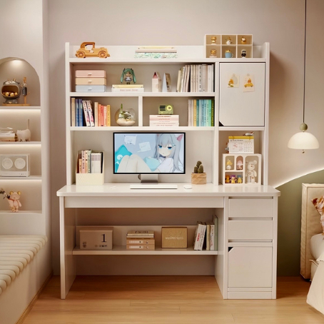 โต๊ะทำงานมีชั้นวางของ โต๊ะทำการบ้านเขียนหนังสือ วางคอมพิวเตอร์ จัดเก็บได้เยอะ Computer Desk
