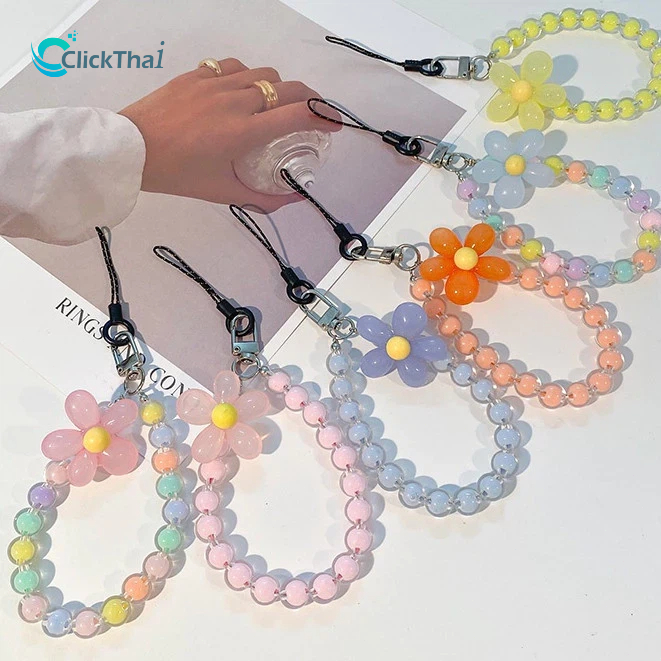 ห่วงโซ่โทรศัพท์มือถือลูกปัดpastoralดอกไม้ลูกปัดโซ่โปร่งใส Candyเคสโทรศัพท์หูฟังกระเป๋าจี้สายคล้องกระเป๋าสายคล้องโทรศัพท์