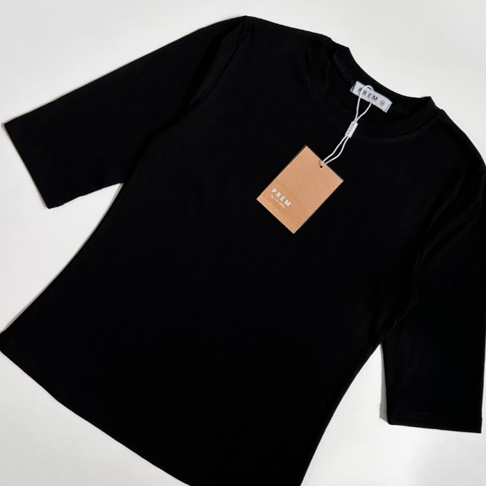 ⋆｡✧เสื้อยืดคอกลม แขนสามส่วน เนื้อผ้าคอตตอนยืด  #1929 ⋆｡✧