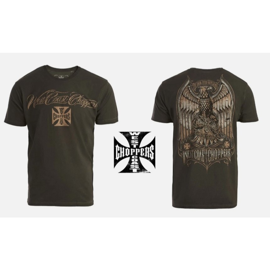เสื้อยืดแขนสั้น WEST COAST CHOPPERS รุ่น Eagle Crest T-Shirt Oil Dye Anthracite ของแท้ 100% นำเข้าจา
