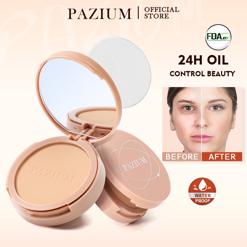 PAZIUM แป้งพัฟ คุมมัน แป้งรองพื้น FDA Powder แป้งพัฟกันน้ำกันเหงื่อ แป้งคุมมัน ปกปิดดี ดูไม่โบ๊ะ 10G