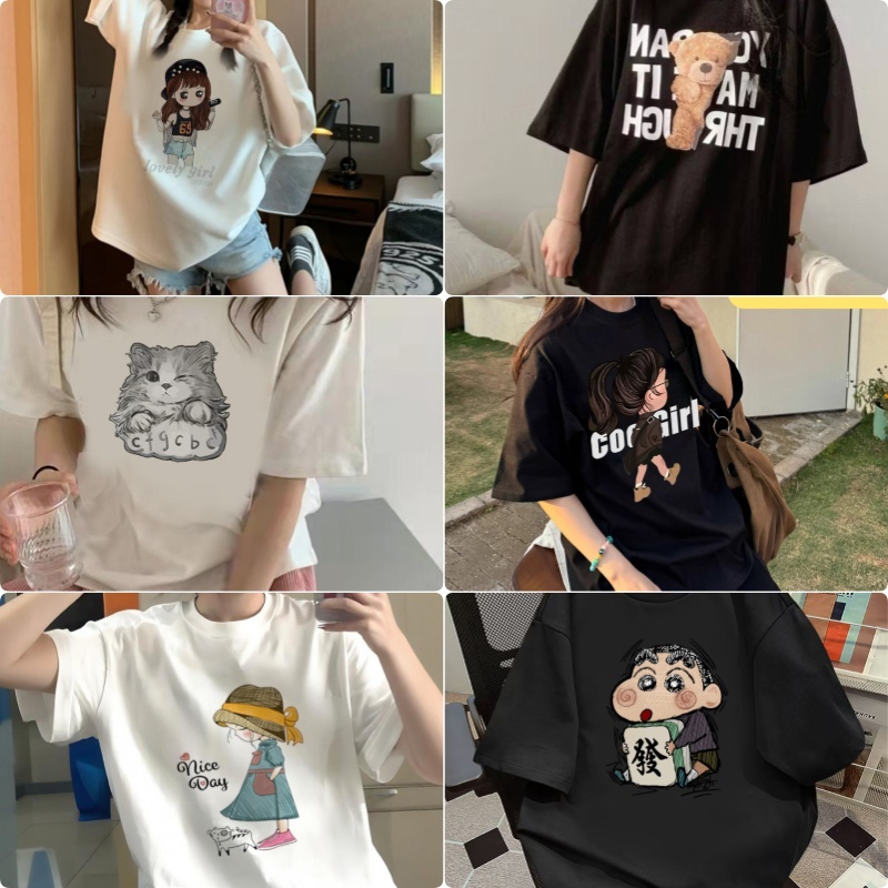 SSR เสื้อผ้าผู้หญิง เสื้อ เสื้อแฟชั่นผู้หญิง เสื้อยืด คอกลม แขนสั้น ผ้านิ่ม เสื้อยืดแฟชั่น