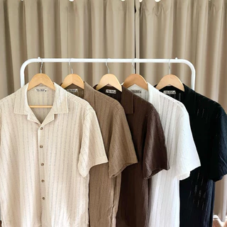 Knit collection - เสื้อถักแขนสั้นสีพื้น ลายฉลุ