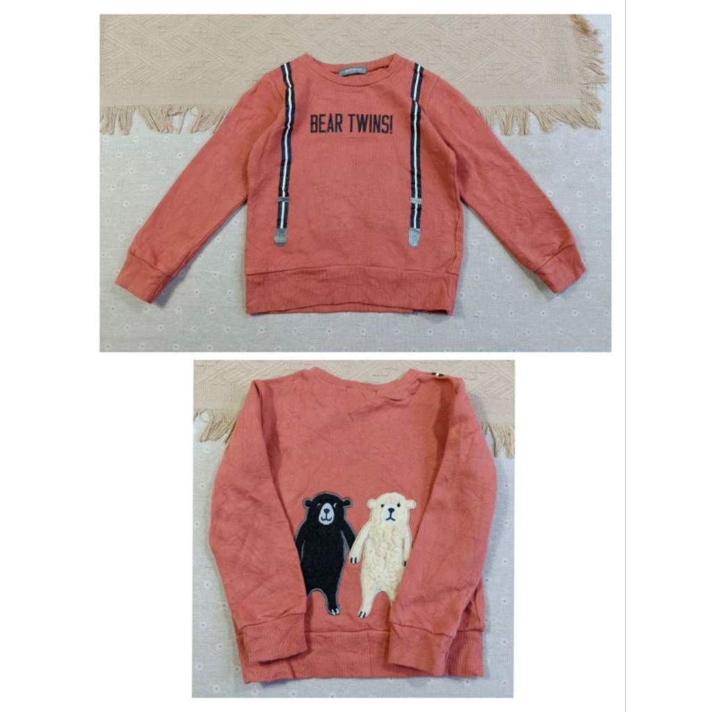 petit Editer ไซส์ 110 อายุ 3-4 ขวบ สเวตเตอร์คอกลมผ้าคอตตอนสีชมพูอมส้มตนๆค่ะ ลายน้องหมีน่ารัก
รอบอก 2