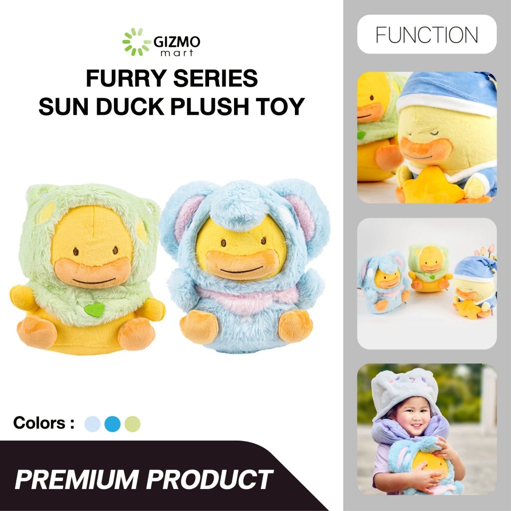 ตุ๊กตายัดนุ่นรูปน้องเป็ด ตุ๊กตานุ่มนิ่ม Icarer Family Furry Series Sun Duck Plush Toy 28 CM.