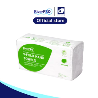 ริเวอร์โปร กระดาษเช็ดมือ วี-โพลด์ อีโคโนมี่ 2 ชั้น 250 แผ่น แพ็ค 1ห่อ RiverPro V-Fold Hand Towels 2 ply 250 sheets