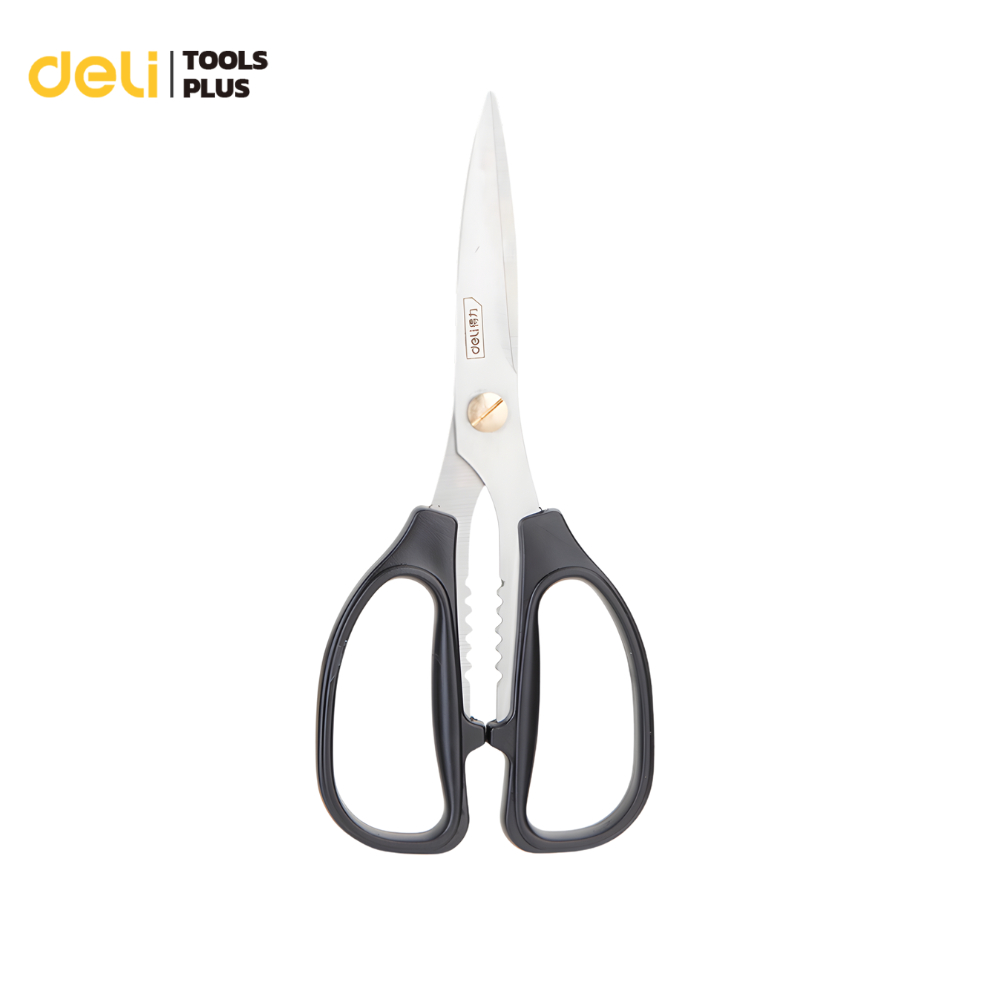 Deli กรรไกรตัดผ้า กรรไกรอเนกประสงค์ ตัดสายไฟ ตัดหนัง ขนาด 195 200mm คมทน ตัดได้ง่าย ด้ามจับสบายมือ Scissors