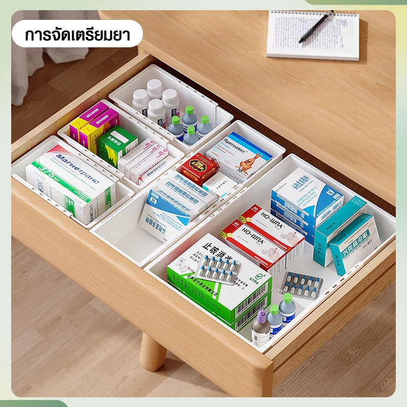 CICANO กล่องแบ่งช่องในลิ้นชัก กล่องเก็บข้อมูลที่สามารถปรับขนาดได้ ลิ้นชักพลาสติก ผู้จัดการรายการต่างๆ - รูปที่ 6