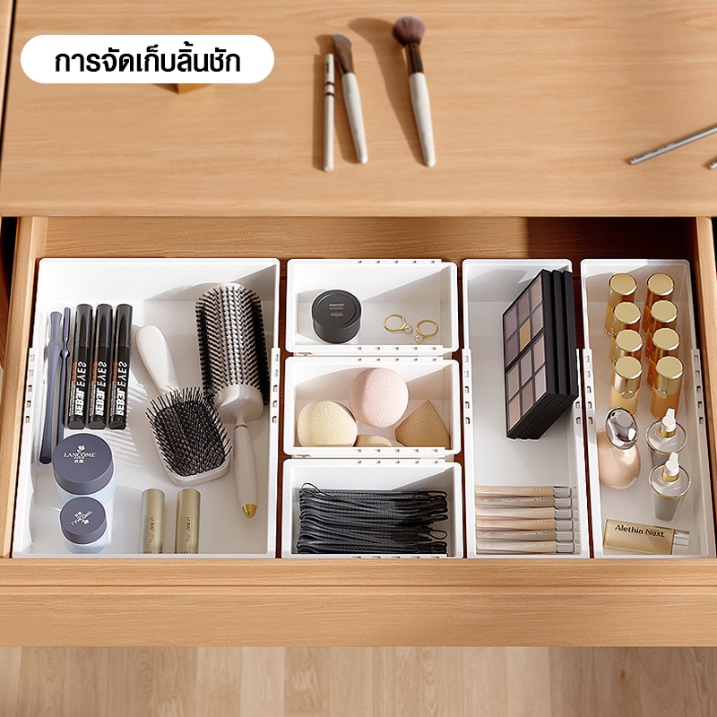 CICANO กล่องแบ่งช่องในลิ้นชัก กล่องเก็บข้อมูลที่สามารถปรับขนาดได้ ลิ้นชักพลาสติก ผู้จัดการรายการต่างๆ - รูปที่ 7