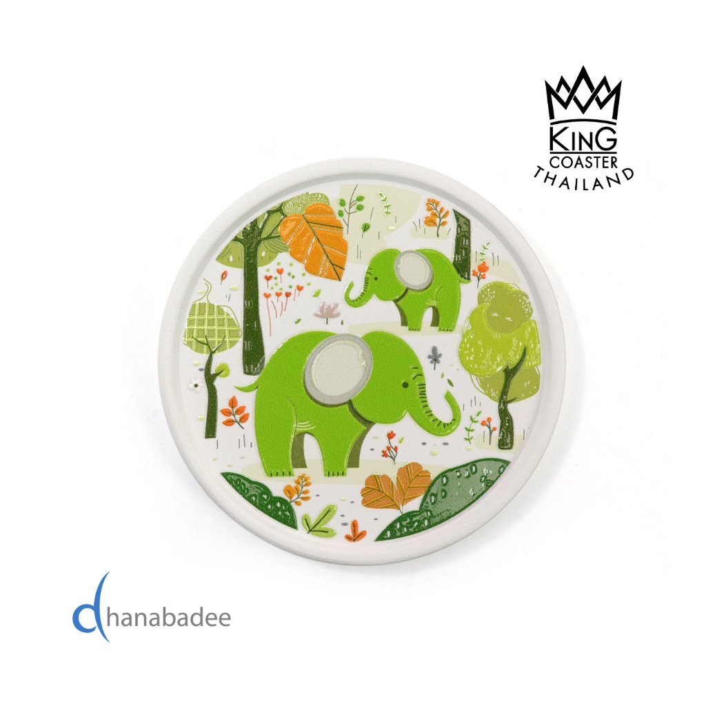 ที่รองแก้วซับน้ำ King Coaster จานรองแก้วดูดน้ำ ทรงกลมมีขอบ ธนบดีเซรามิค ceramic coaster ของฝาก