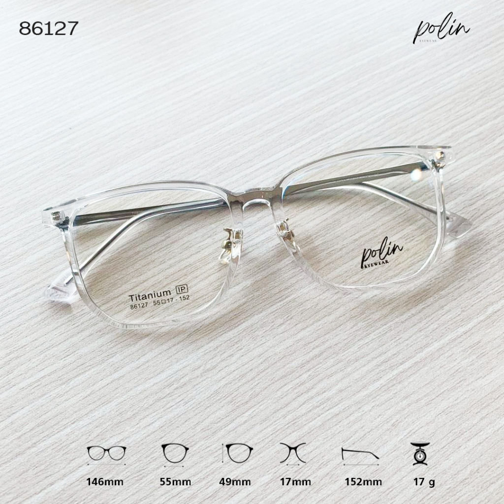 Polin กรอบแว่นสายตา รุ่น 86127 ไม่ใช่แว่นสำเร็จ สามารถนำไปตัดแว่นสายตาได้ ราคา ถูกที่สุด ดีลบีเคเค แกลเลอรีภาพที่ 4