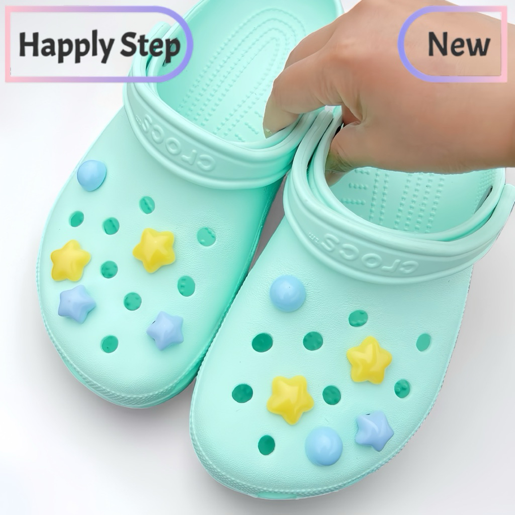 Happy Step 8ชิ้น/เซ็ต แมวปลา🐈🐠D4(เฉพาะตัวติด) อุปกรณ์เสริมรองเท้า ของตกแต่งรองเท้ากระเป๋ามีรู พร้อมส่งจากไทย
