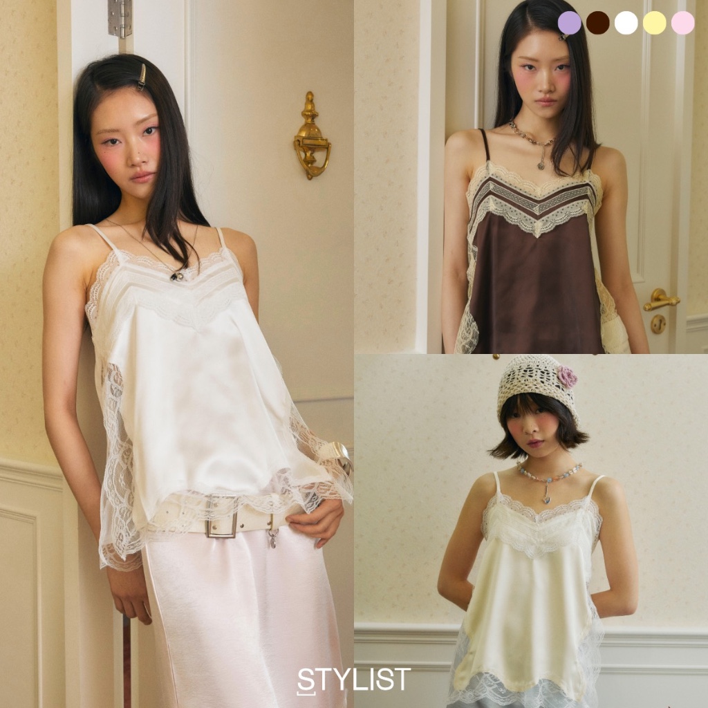 STYLIST - Ines Tank-012 เสื้อสายเดี่ยวขอบลูกไม้