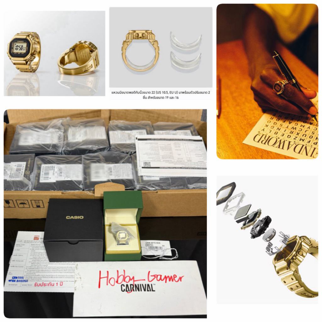 (มือ1 พร้อมส่ง ถูกที่สุด!! ของแท้💯  ประกันCMG) ⚜️สีทอง ใหม่!! CASIO Ring Watch แหวนนาฬิกา CRW-001G-9