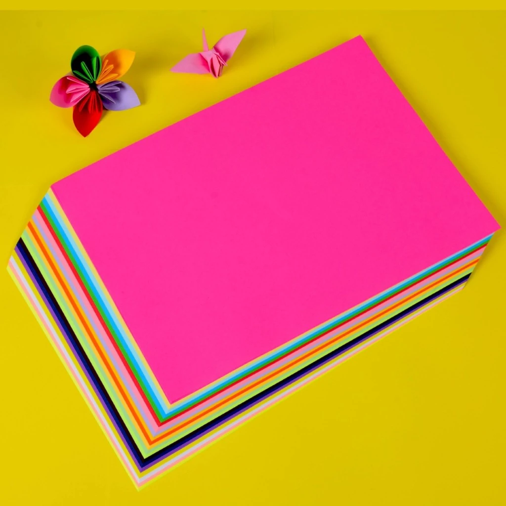 กระดาษสติ๊กเกอร์สี A4color sticker กระดาษสีมีกาว fluorescent color สติ๊กเกอร์สี A4 สีสะท้อนแสง