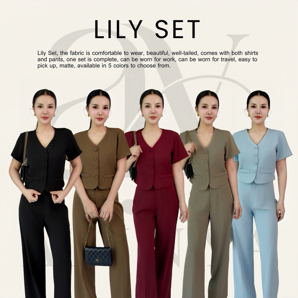 L123 | Lily set (ชุดเซตขายาว กระดุมปั้ม)
