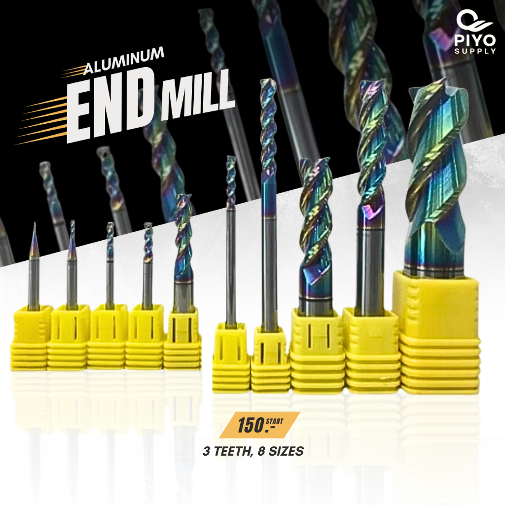 ดอกเอ็นมิล ดอกกัด เอ็นมิลคาร์ไบด์ สำหรับงานอลูมิเนียม 3 ฟัน 8 ไซส์ Carbide End mill for Aluminium