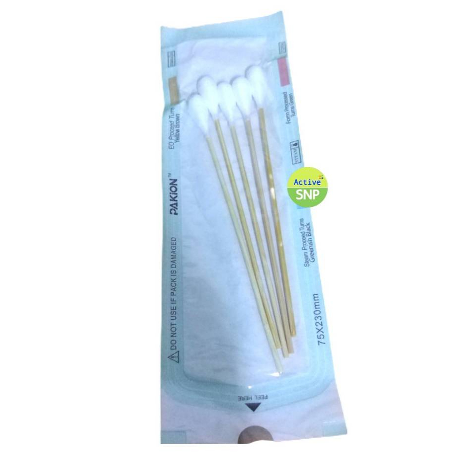 ไม้พันสำลี ปลอดเชื้อ 5 ก้าน/ห่อ (หัว size L)