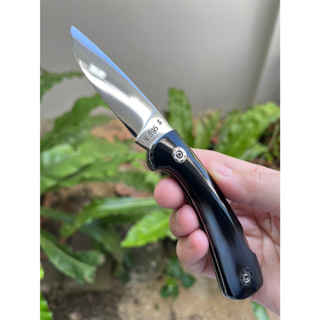 มีดพับ folding pocket knife มีดพับกดหลัง มีดตัดทุเรียน Camp ใบ 2.7’’ เหล็ก N695 ต้านสนิม,Lock back,โ