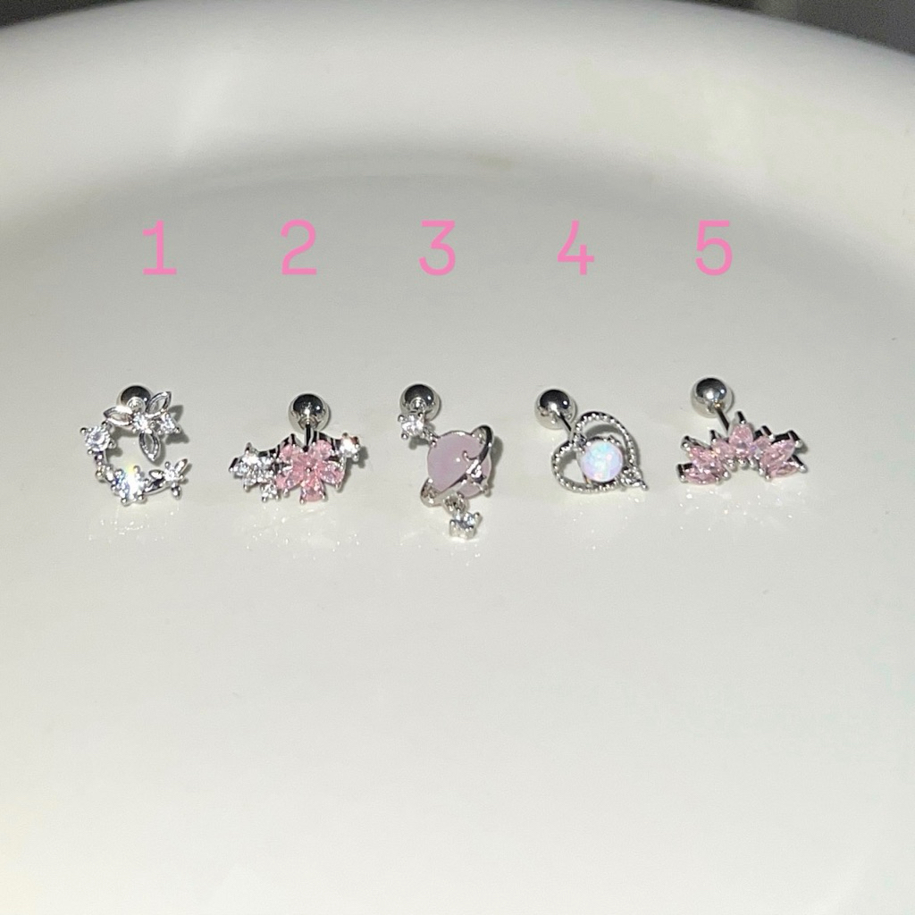 *ੈ✩‧₊˚💖🪽จิวหูหมุดกลม ลายเกาหลี ราคาต่อ1ชิ้น🌟𓆩⟡𓆪