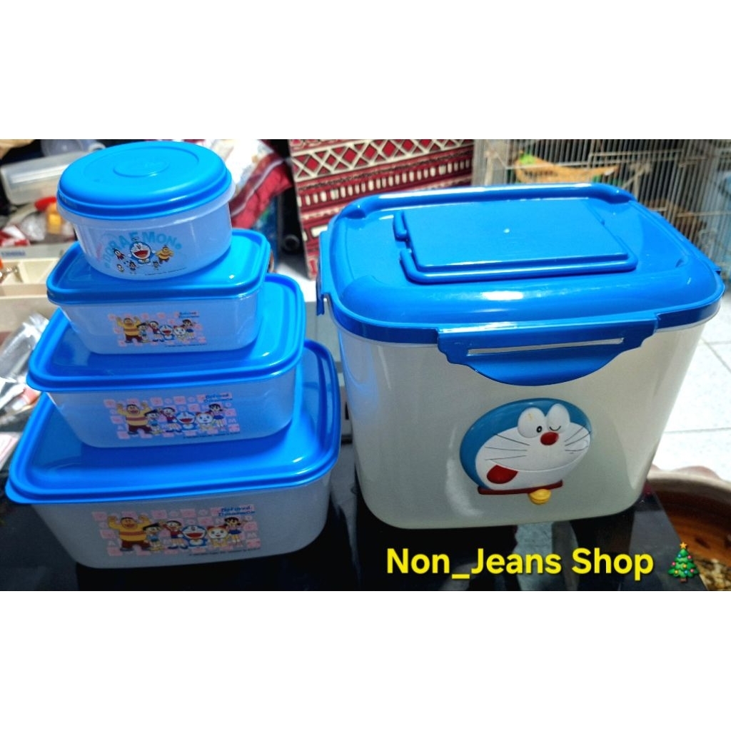 ชุดกล่องข้าวโดราเอมอน ภาชนะพลาสติก 5 ชิ้น แลกจาก 7-11 📣งานเก่า-มีตำหนิตามรูปภาพ