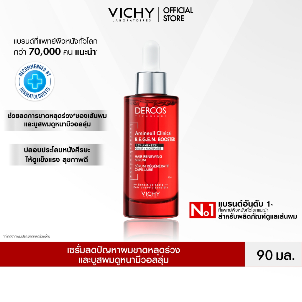 วิชี่ เดอคอส VICHY DERCOS AMINEXIL CLINICAL R.E.G.E.N. BOOSTER SERUM เซรั่มบำรุงลดปัญหาผมขาดหลุดร่วง