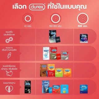 ถุงยางอนามัยดูเร็กซ์ รวมทุกรุ่น (ขนาด 49-56มม.) Durex Love, Durex Dual Pleasure, Durex Condom