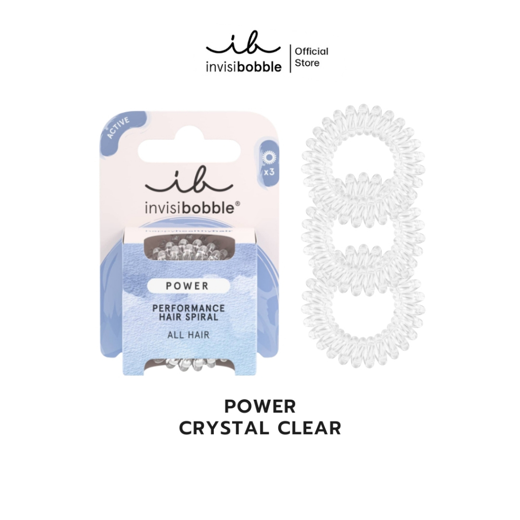 invisibobble ยางรัดผม ผมหนา ผมไม่เป็นรอย รุ่น Power สี Crystal Clear (1 กล่องบรรจุ 3 ชิ้น)