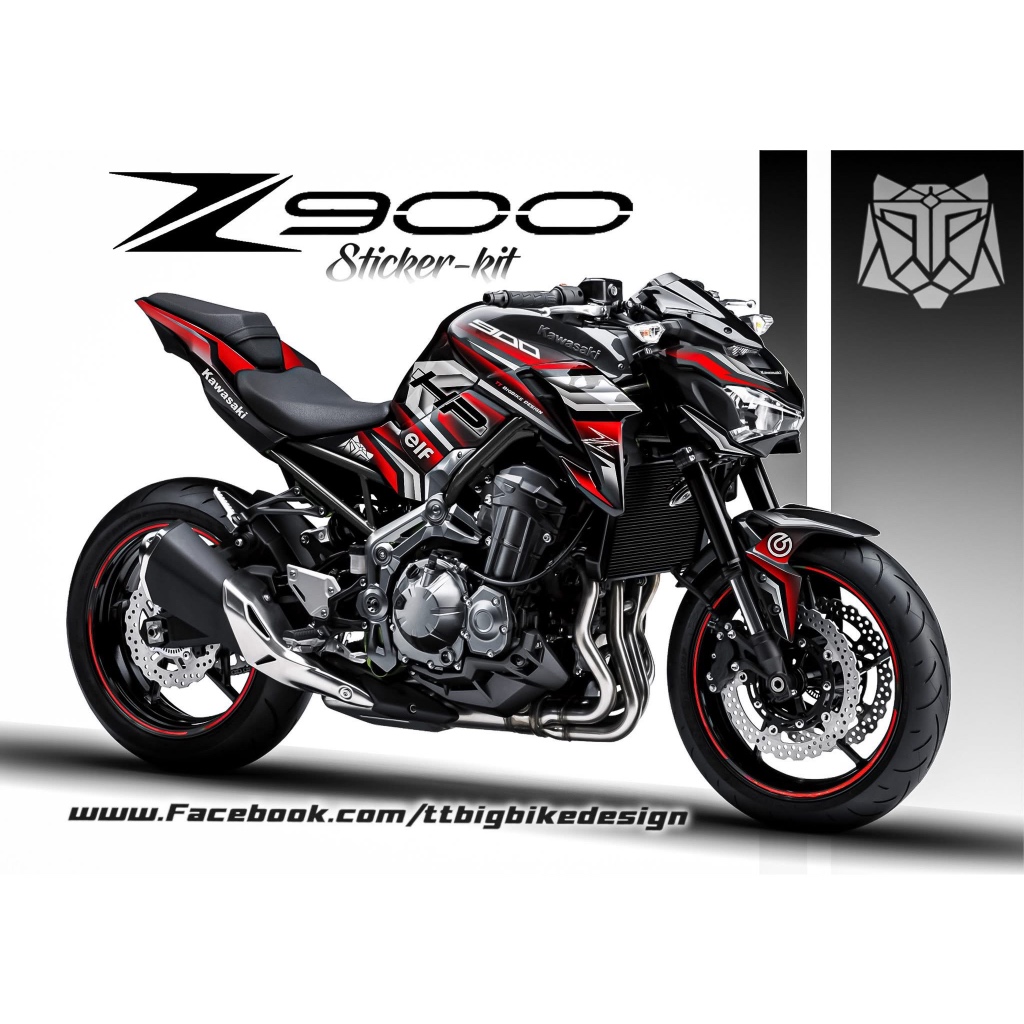 TT BIGBIKE DESIGN ชุดสติ๊กเกอร์แต่งลายรถ สำหรับ Z900 (2017-2019) ลาย TT HP RACING