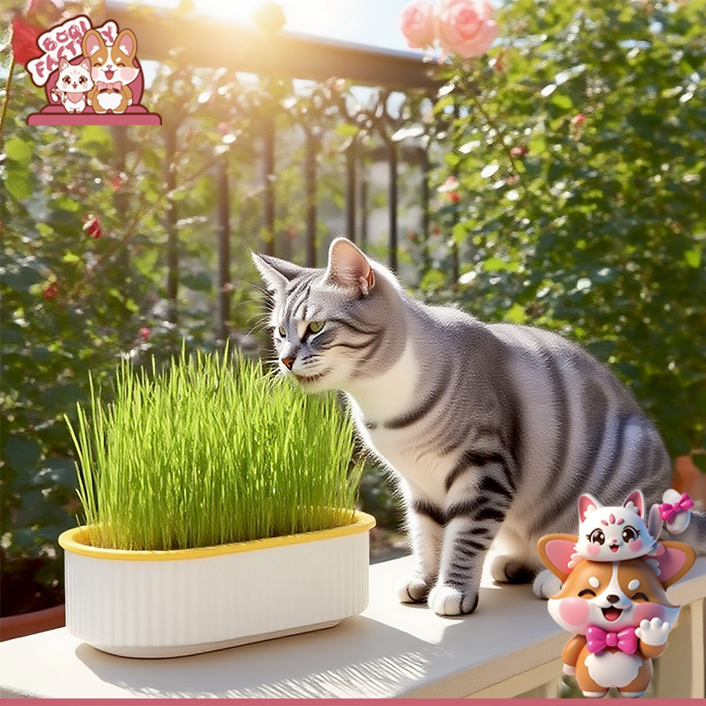 Boqi Factory 🌱ชุดปลูกหญ้าแมว🌱 หญ้าแมวออแกนิก เมล็ดข้าวสาลี ถาดเพาะต้นอ่อน 1 ชุด YC-509