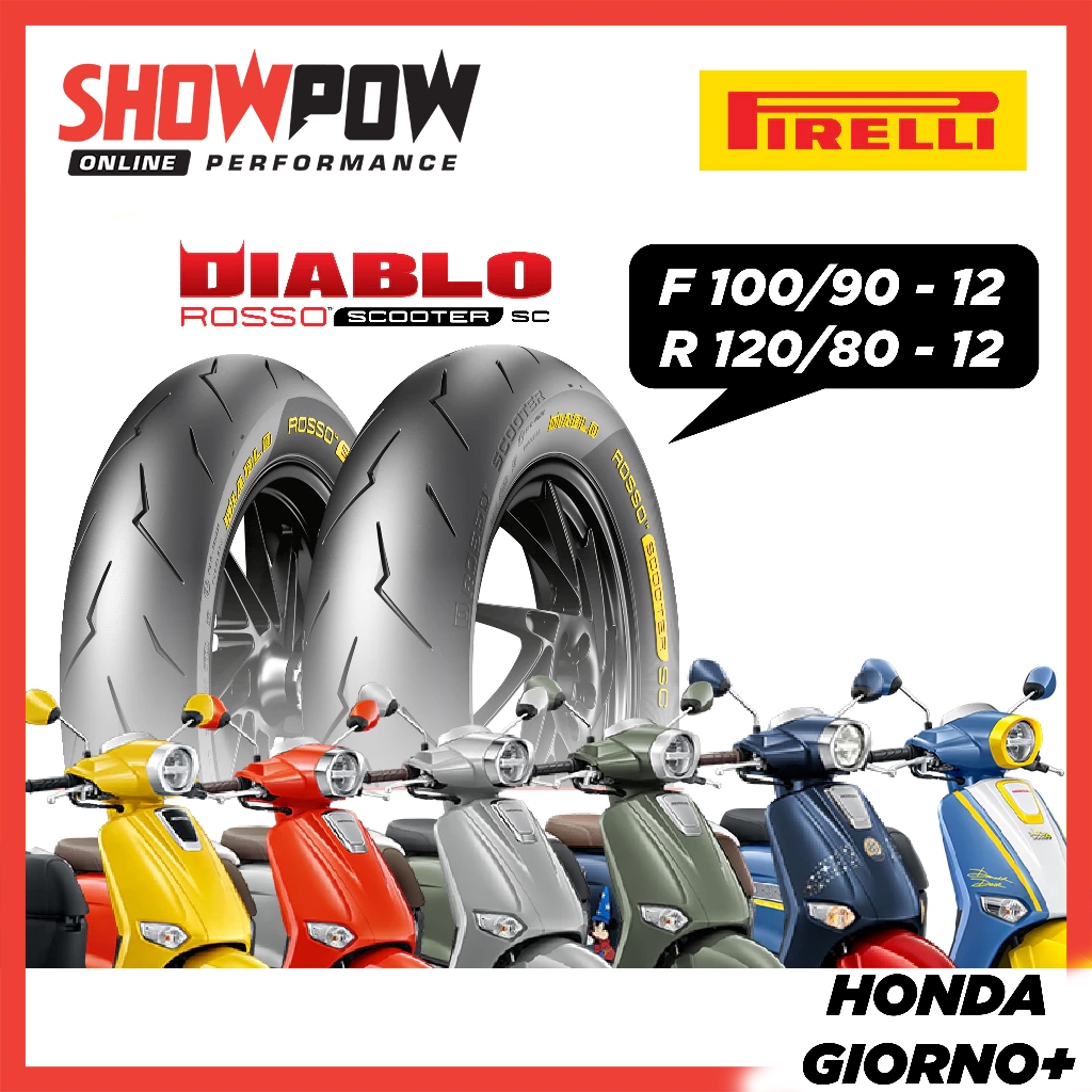 (พร้อมส่ง!) ยาง Pirelli ป้ายเหลือง Rosso Scooter SC ขนาด 100/90-12 120/80-12 ขอบ12 สำหรับรถ Honda Gi